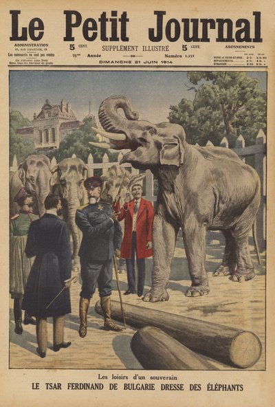 Lo zar Ferdinando I di Bulgaria che addestra elefanti da French School