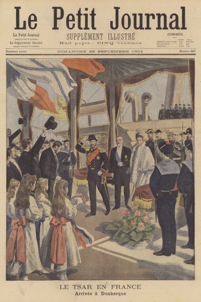 Lo Zar Nicola II di Russia arriva a Dunkerque durante la sua visita in Francia da French School