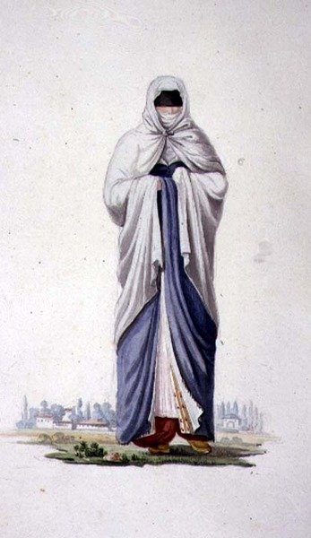 Donna turca di Smirna, probabilmente di Cousinery, periodo ottomano, terzo quarto del XVIII secolo da French School