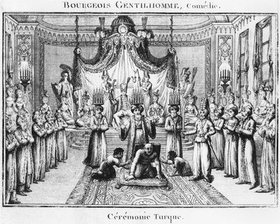 Cerimonia turca, illustrazione da Il borghese gentiluomo di Molière, edizione 1801 da French School