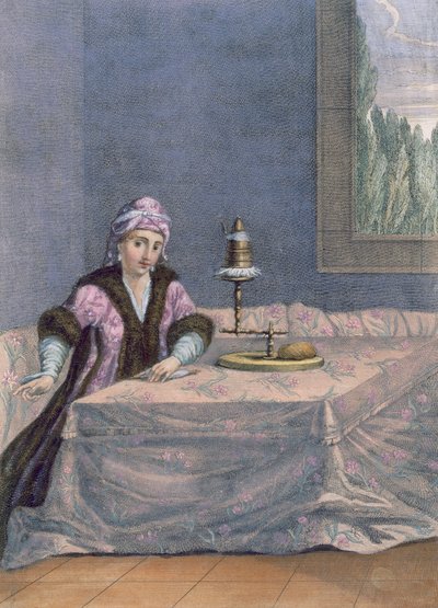 Donna turca che fila il filo, c.1708 da French School