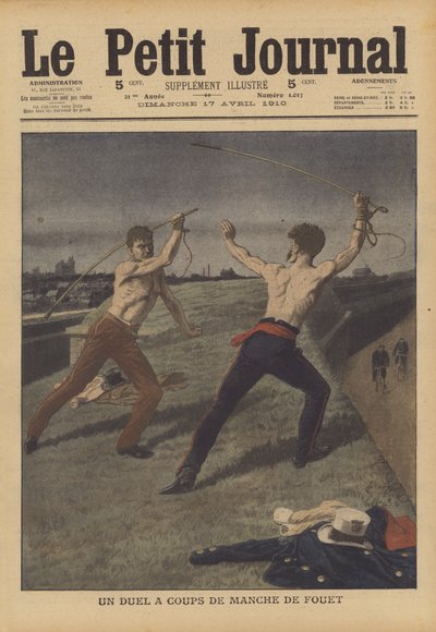 Due vetturini che si sfidano a duello con le fruste da French School
