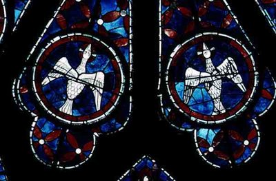 Due colombe (dettaglio) dalla finestra rosa nord, c.1223 da French School