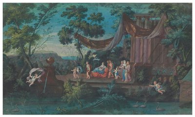 Due fogli di ventaglio: Il carosello pomposo delle amazzoni galanti dalle quattro parti del mondo; e Processione che lascia un tempio accompagnata da putti, seconda metà del XVII secolo da French School