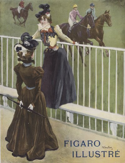 Due donne ben vestite a un ippodromo da French School