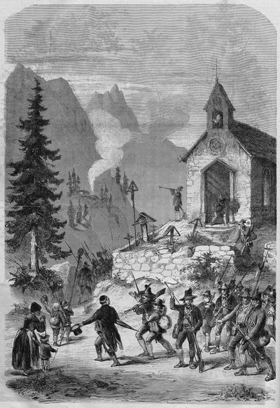 Tirolo, scena del ritorno delle truppe tirolesi dell