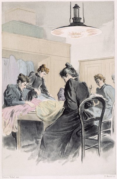 Un laboratorio di sartoria - in "I nostri contemporanei" di Octave Uzanne da French School