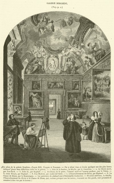 Un salone della galleria Borghese da French School