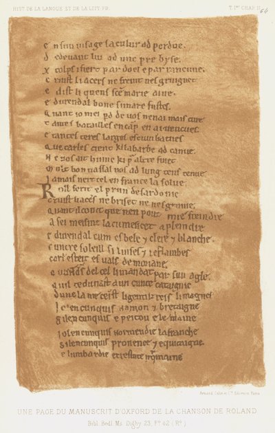 Una pagina del manoscritto di Oxford della Chanson de Roland da French School