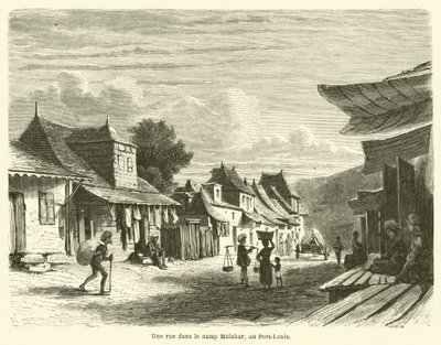 Una strada nel campo Malabar, a Port-Louis da French School