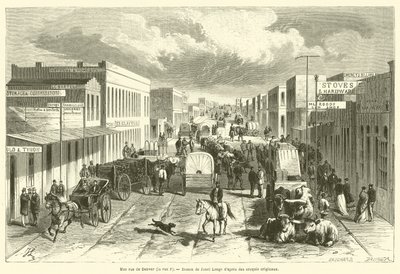 Una strada di Denver, la rue F (incisione) da French School