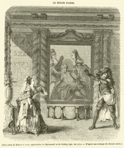 Una scena di Zemire e Azor, opera-balletto di Marmontel e Gretry, rappresentato nel 1771 da French School