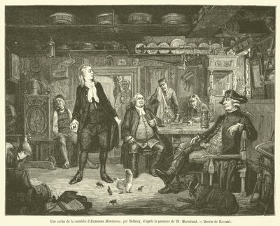 Una scena della commedia di Erasmus Montanus da French School