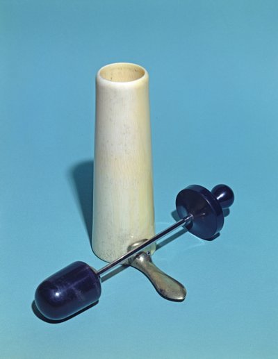 Speculum vaginale usato da Antoine Jobert de Lamballe (1799-1867) (metallo e avorio) da French School