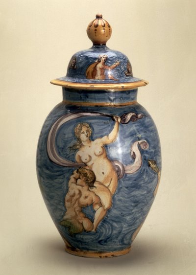 Vaso, decorato con divinità marine, Nevers, inizio XVII secolo da French School