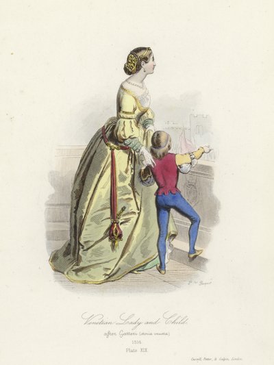 Dama veneziana e bambino da French School