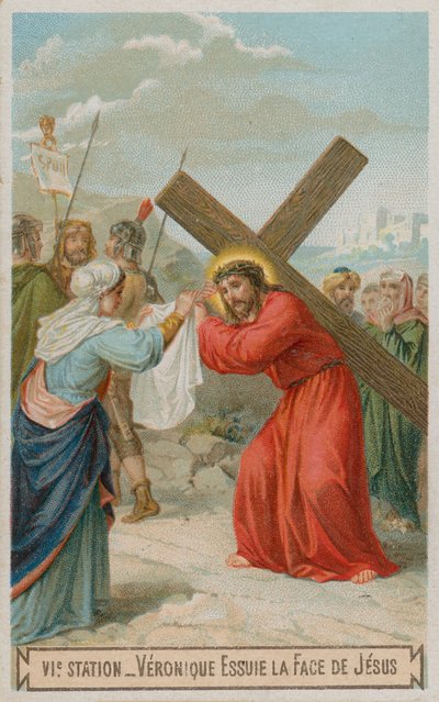 Veronica asciuga il volto di Gesù. La sesta stazione della Via Crucis da French School