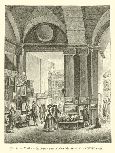 Vestibolo del Louvre sotto la colonnata, verso la fine del XVIII secolo da French School