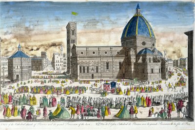 Veduta del Duomo di Firenze e della Grande Processione dell