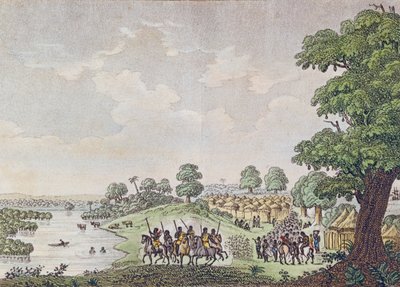 Veduta di Joal, porto commerciale nel Regno di Sine, Senegal, c.1810 da French School