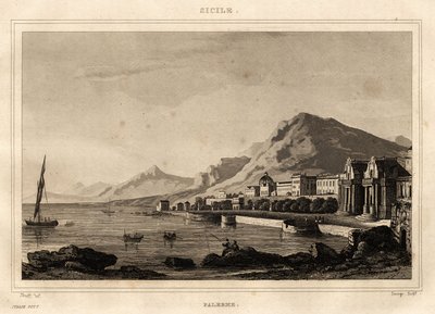 Veduta di Palermo, Sicilia, incisione di Storelli, in "Picturesque Italy", a cura di Amable Coste da French School