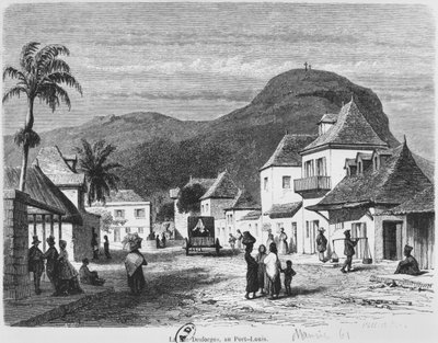 Veduta di Port Louis, rue Desforges, Mauritius, 1861 da French School