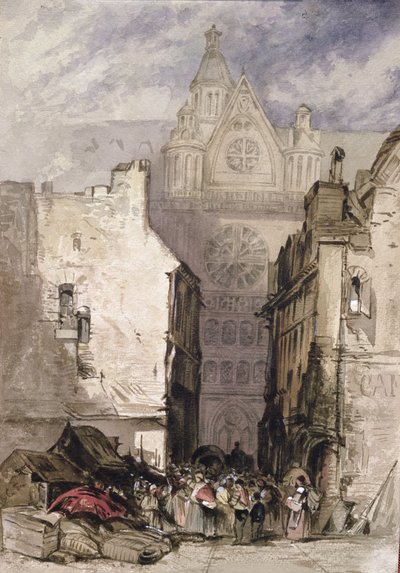Vista di St. Eustache e Les Halles, c.1820-30 da French School