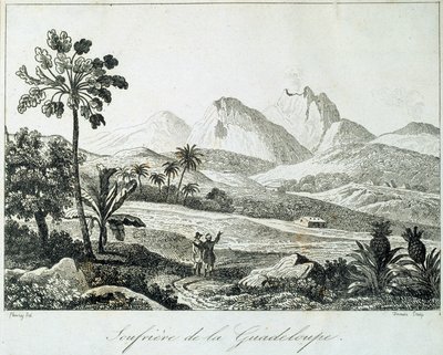 Veduta di una soufrière in Guadalupa. Incisione del XIX secolo. Chartres, Museo delle Belle Arti da French School