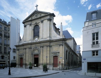 Vista della Basilica di Notre-Dame (Notre Dame) delle Vittorie a Parigi. da French School
