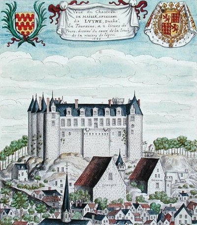 Veduta del Castello di Maille nella Tourraine da French School