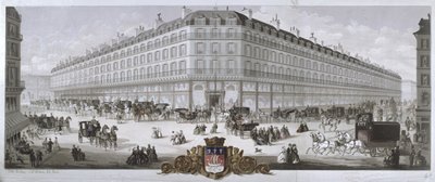Veduta del grande magazzino Magasins du Louvre, Parigi, 1866 da French School