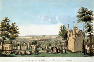 Veduta del cimitero di Père Lachaise a Parigi da French School