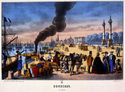 Veduta del Porto di Bordeaux, immagine di Epinal, s.d. XIX secolo da French School