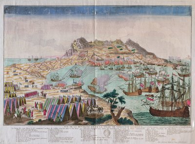 Veduta della roccia e della città di Gibilterra durante l