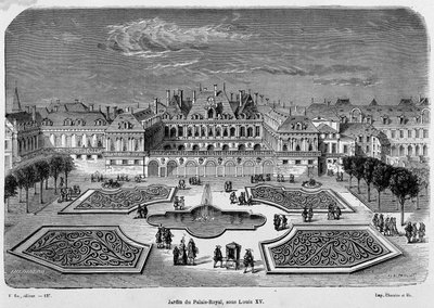 Veduta del Parco del Palazzo Reale sotto Luigi XV da French School