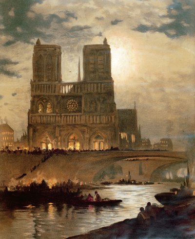 Vista della facciata ovest della Cattedrale di Notre-Dame, Parigi, c.1840 da French School