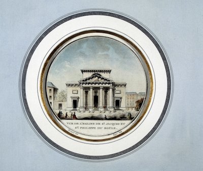 Veduta della chiesa di Saint Jacques e Saint Philippe du Roule - litografia da French School