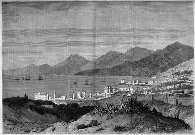 Veduta della città di Beirut nel 1860. Incisione in 
