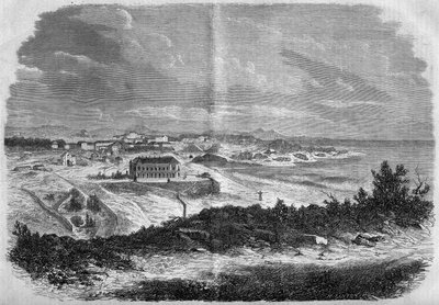 Veduta della città di Biarritz, Pirenei Atlantici nel 1858. da French School