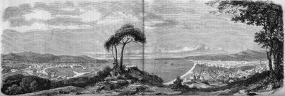 Veduta della città di Nizza nel 1860. Incisione in "Le Monde Illustré" n.157 del 14 aprile 1860. da French School