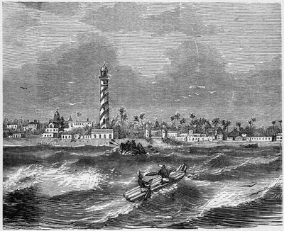 Veduta della città di Pondichery (Pondicherry), India da French School