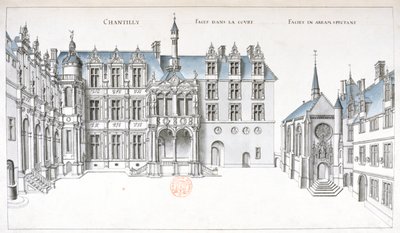 Vista del cortile e della cappella a Chantilly da French School
