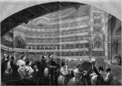 Veduta della sala del Teatro Imperiale a Mosca, Russia da French School