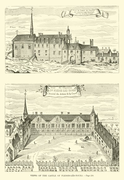 Vedute del castello di Plessis-les-Tours da French School