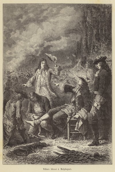 Villars ferito a Malplaquet (incisione) da French School