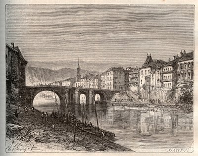 Villeneuve-sur-Lot - dipartimento di Lot-et-Garonne - incisione in 