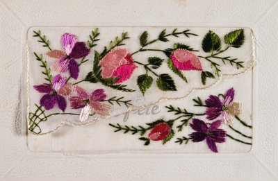 Cartolina francese vintage con decorazioni floreali da French School