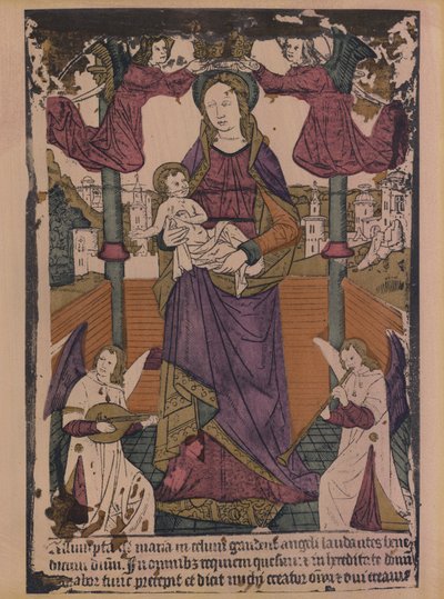 Vergine e Bambino (litografia a colori) da French School
