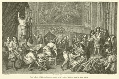 Visita di Luigi XIV alla manifattura dei Gobelins, nel 1677 da French School
