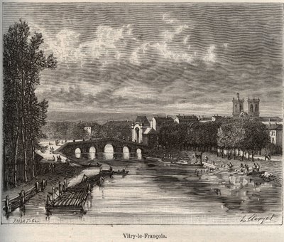 Vitry-le-Francois, dipartimento della Marna - incisione in "La France illustree: geografia, storia, amministrazione statistica" di V.A. Malt-Brown. 1884 da French School